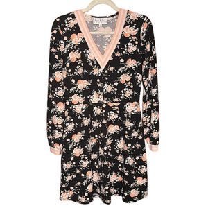 Nicole Miller Black and Pink Floral Dress